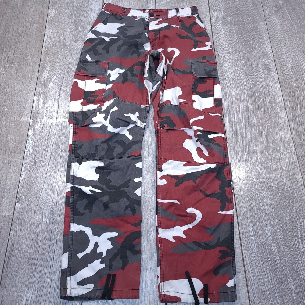 Rothco Cargo Pants Mens XS Red Camo BDU Tactical Streetwear Camouflage